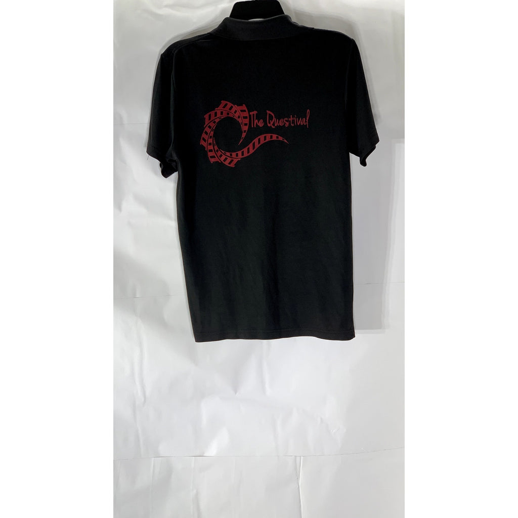 NIKE Men's Black-Red Dri-Fit Questival Graphic Short Sleeve Polo Shirt SZ L