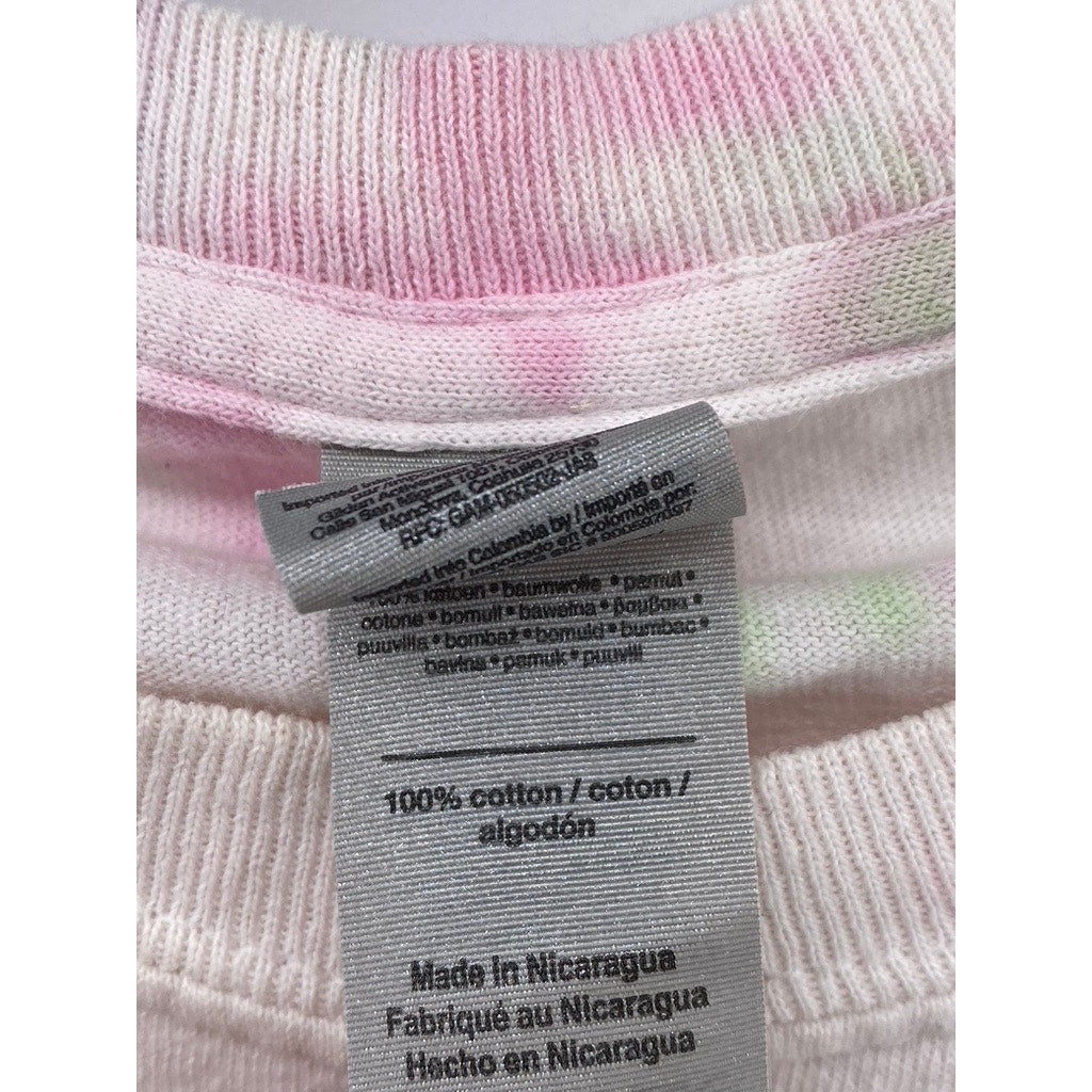 GILDAN Men's Pink-Green Tie-Dye No Justice No Peace Graphic Cotton T-Shirt SZ S