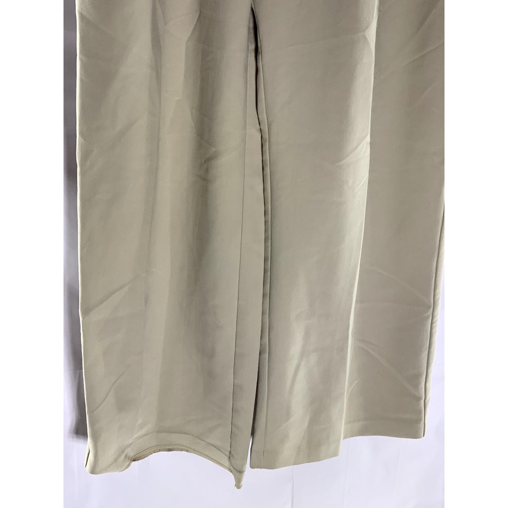 ABERCROMBIE & FITCH Women's Beige Pleated Straight Wide-Leg Pant SZ L