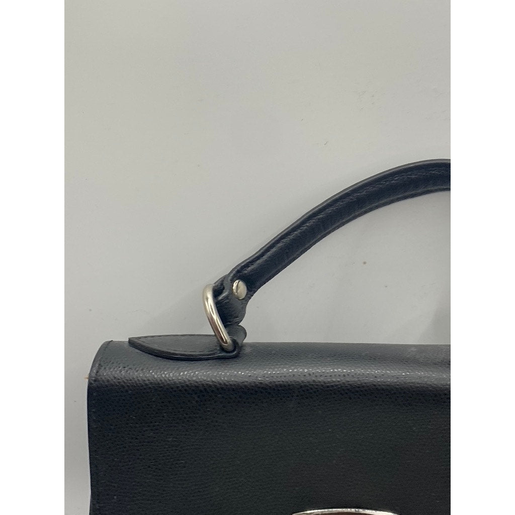 AQUA Women’s Black Square Leather Top Handle Bag SZ OS
