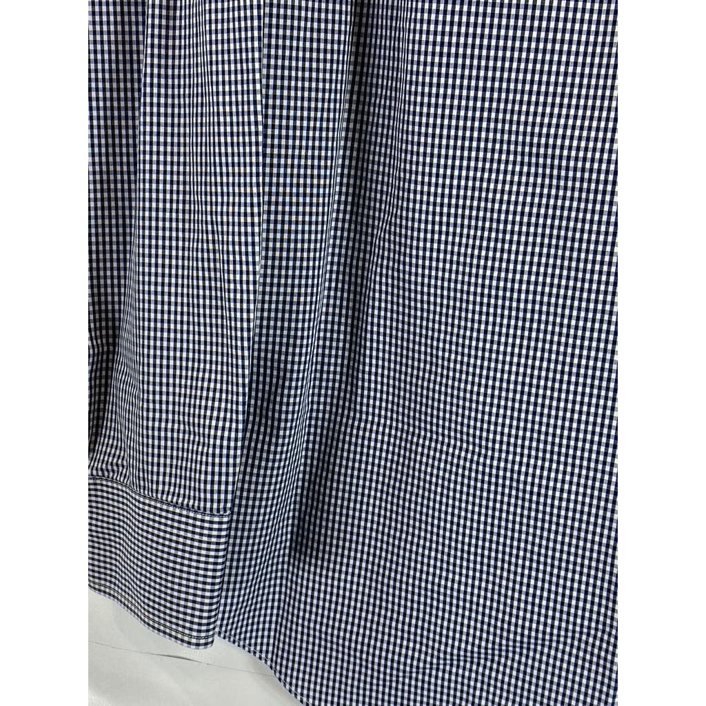 BANANA REPUBLIC Men's Navy Micro Gingham Slim-Fit No-Iron Button-Up Shirt SZ S