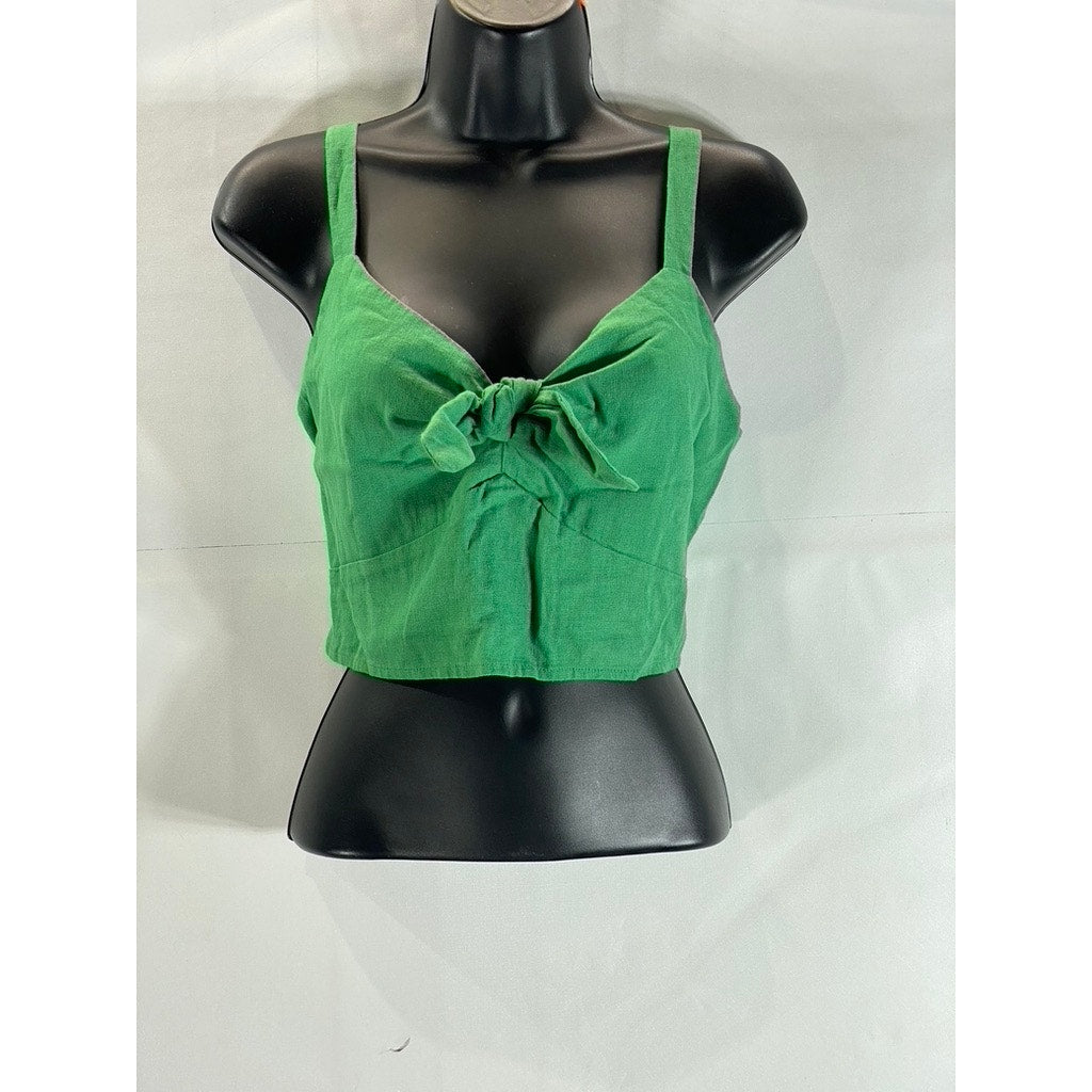 UNIVERSAL THREAD Women's Dark Green Tie-Front Adjustable Strap Crop Top SZ M