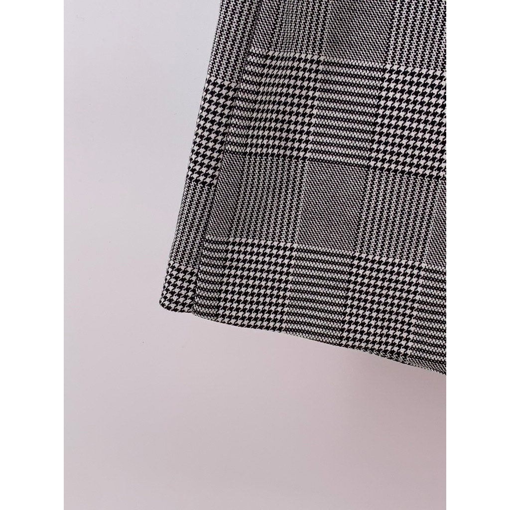ZARA BASIC Women's Gray-Black Plaid Mini Skirt SZ XS