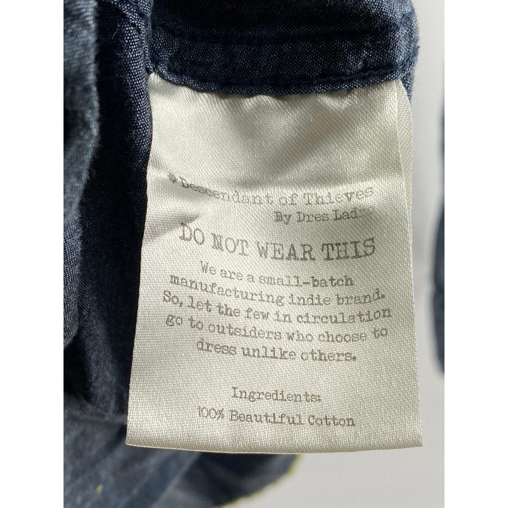 DESCENDANT OF THIEVES By Dres Ladro Men's Blue Regular-Fit Button-Up Shirt SZ L