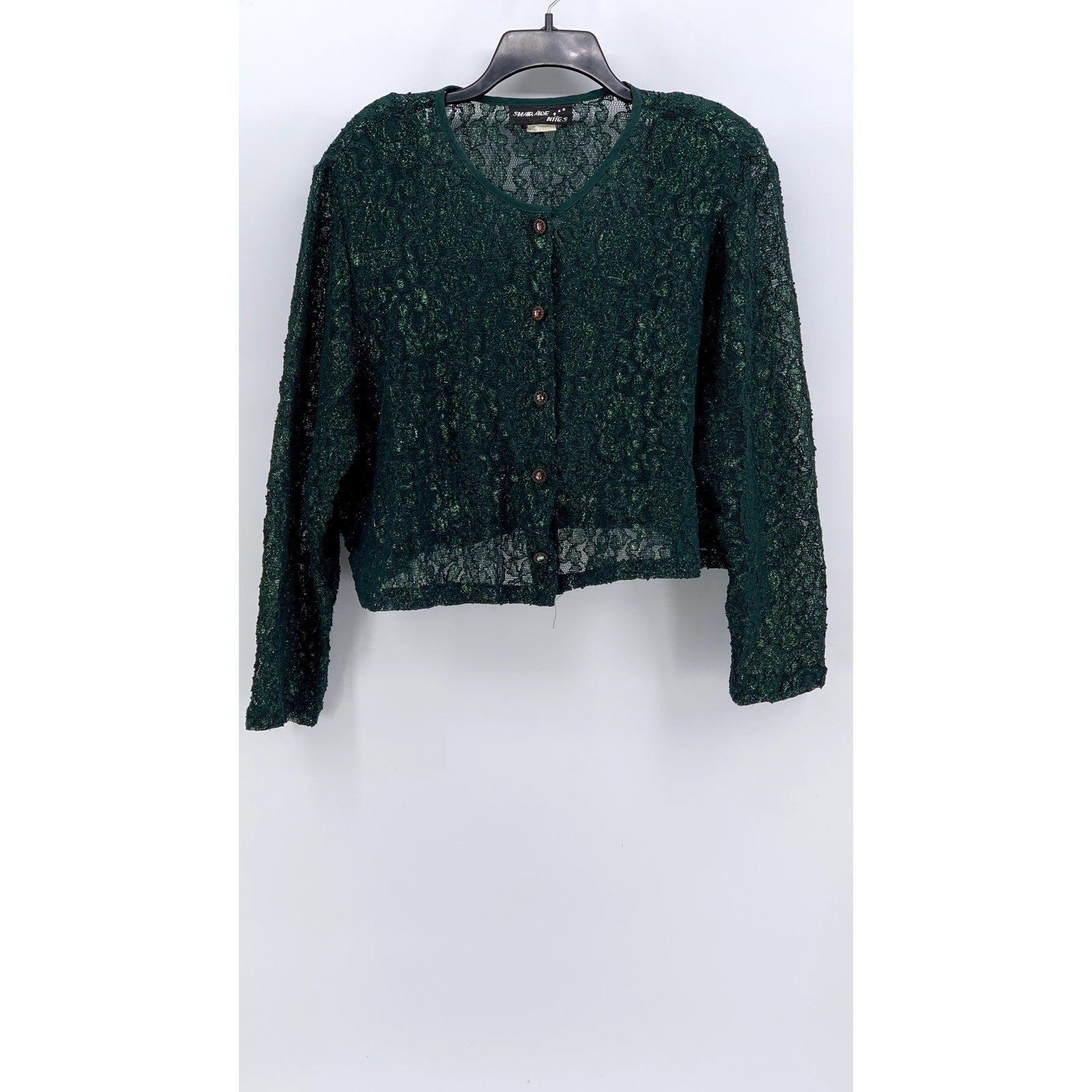 SHARADE NITES Women's Vintage Plus Dark Green Floral Lace Cardigan SZ 20W