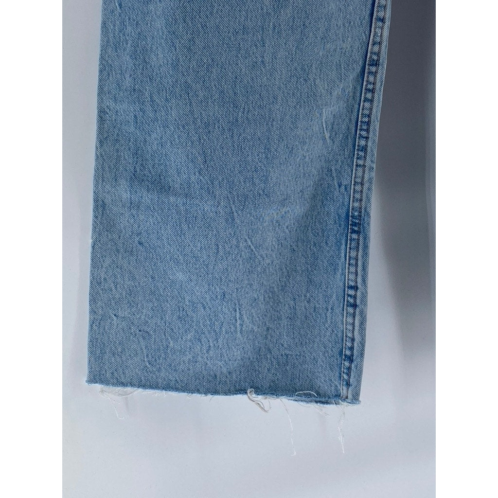 ZARA Women's Light Blue Denim Distressed Wide-Leg High-Rise Jeans SZ 6