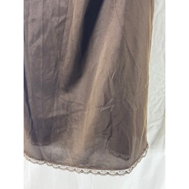 VANITY FAIR Women's Brown Lace-Trim Adjustable Strap Nightgown SZ 34 S