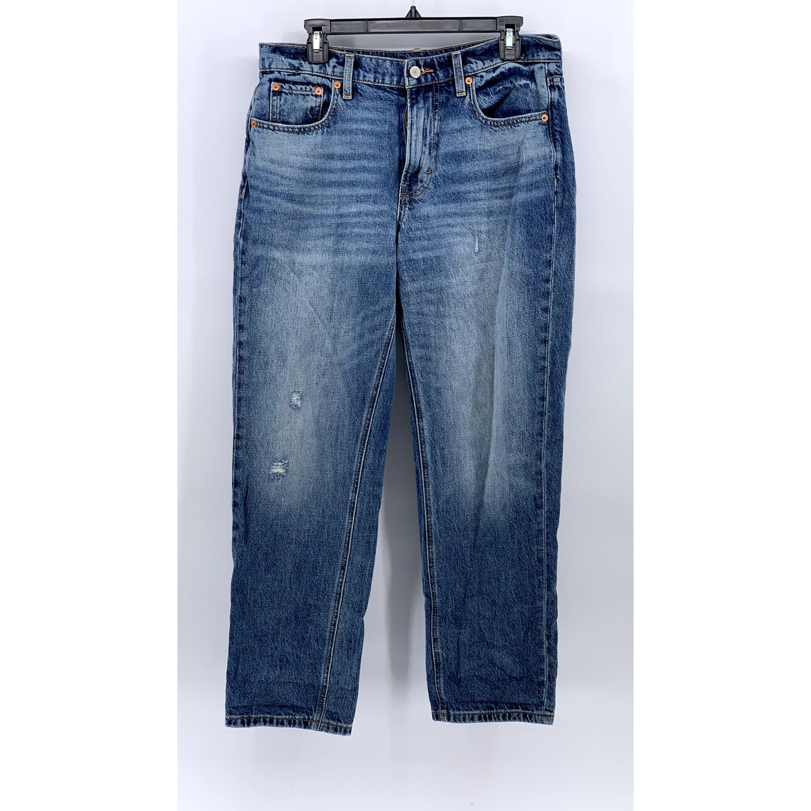 LUCKY BRAND Women's Medium Blue Distressed Slim-Leg Regular-Fit Jeans SZ 6/28