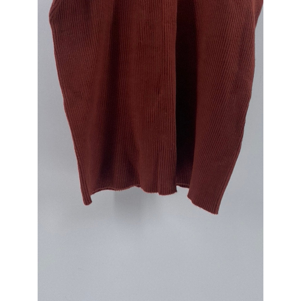 MADEWEEL Women's Brown Crewneck Rib The Signature Knit Cutaway Sweater Tank SZ S