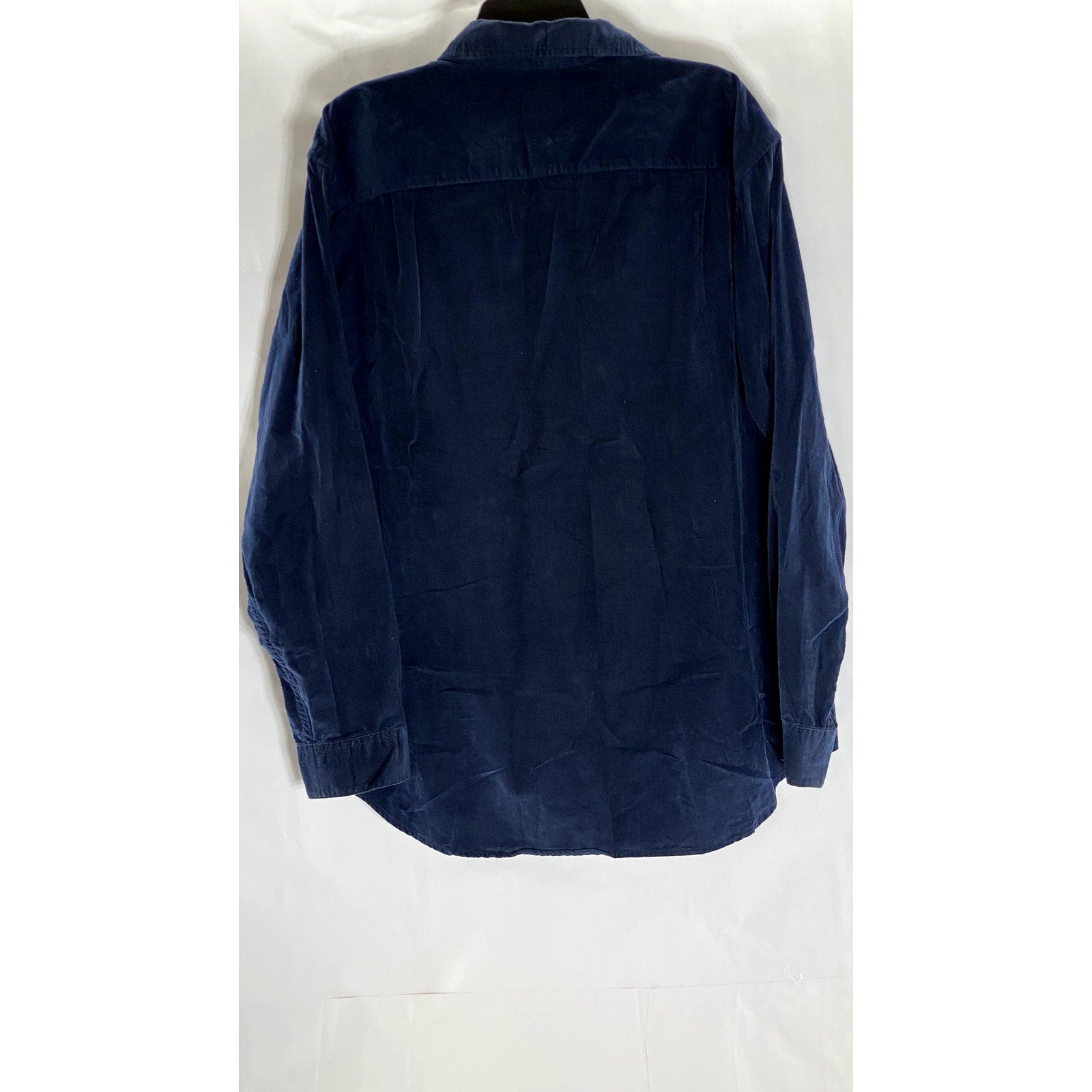 JOS. A BANK Men's Dark Blue Button-Up Regular-Fit Long Sleeve Corduroy Shirt SZL