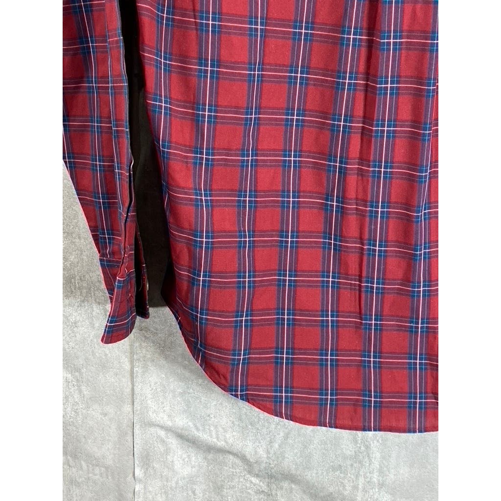 GANT Men's Red Hunt Plaid Vintage Button-Up Long Sleeve Shirt SZ L