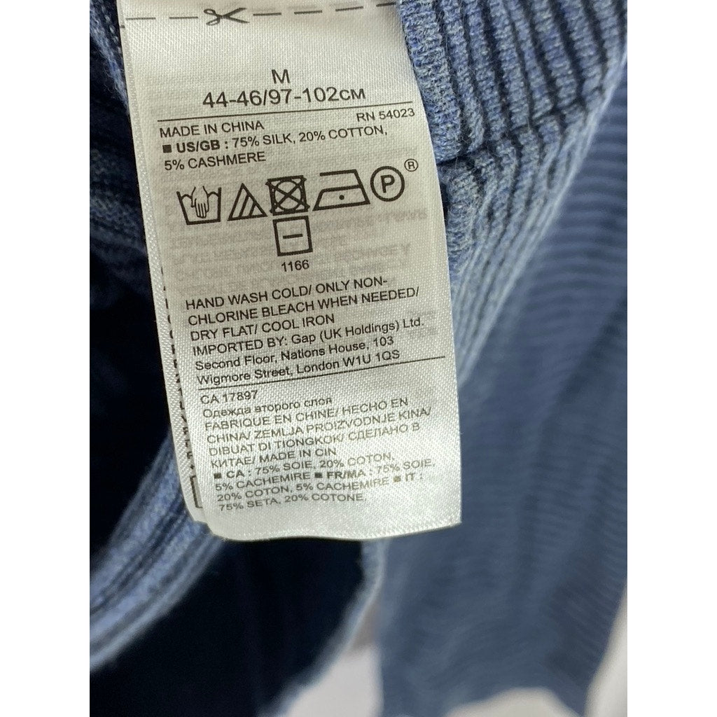 BANANA REPUBLIC Men's Blue Striped Silk-Cotton-Cashmere Crewneck Sweater SZ M