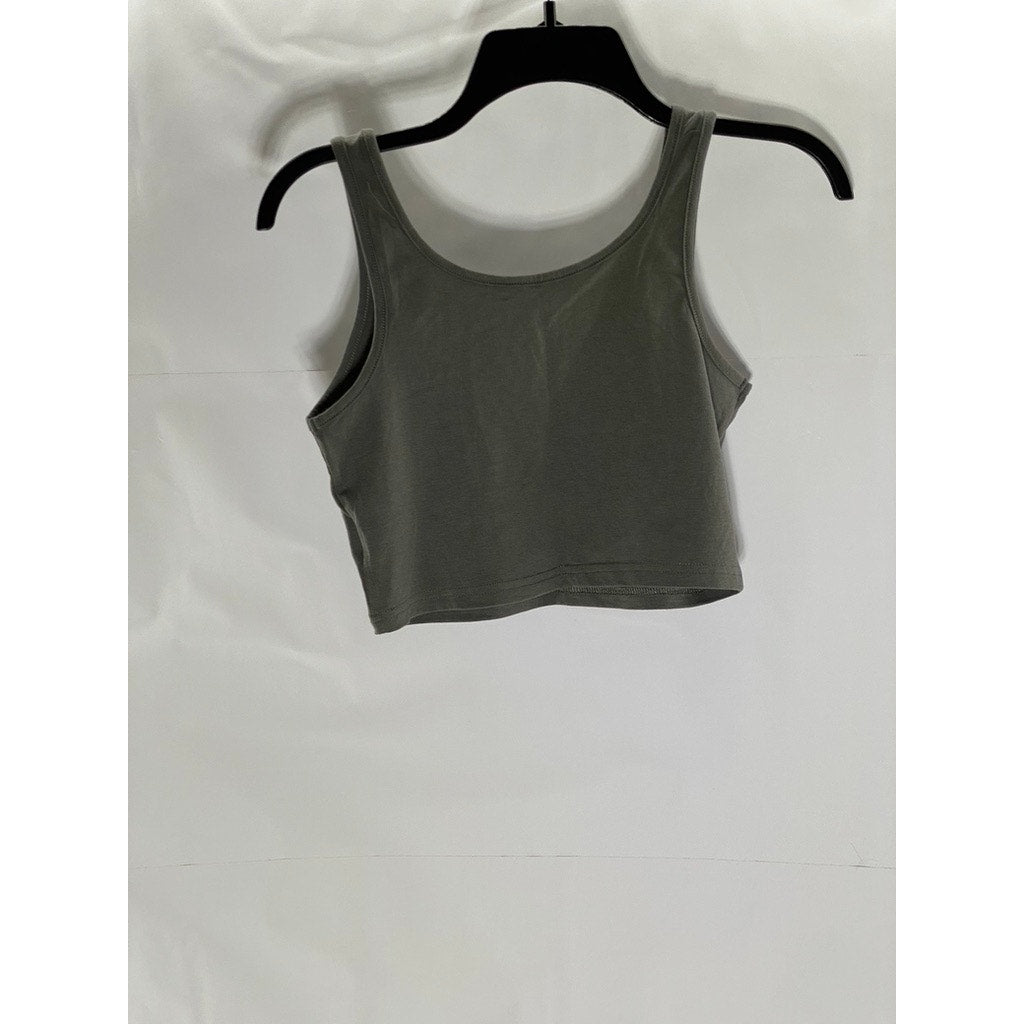 SHEIN Women's Dark Gray Scoop-Neck Basic Cropped Tank Top SZ S