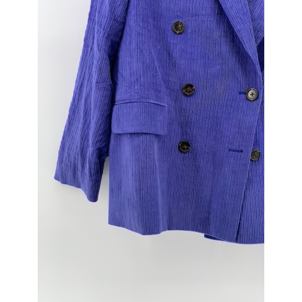 UNBRANDED Women's Purple Corduroy Double Breasted Peak Lapel Blazer SZ L