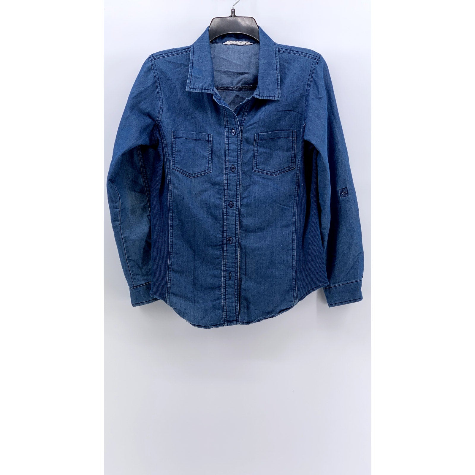CAVALINI Women's Blue Denim Button-Up Long Sleeve Top SZ M