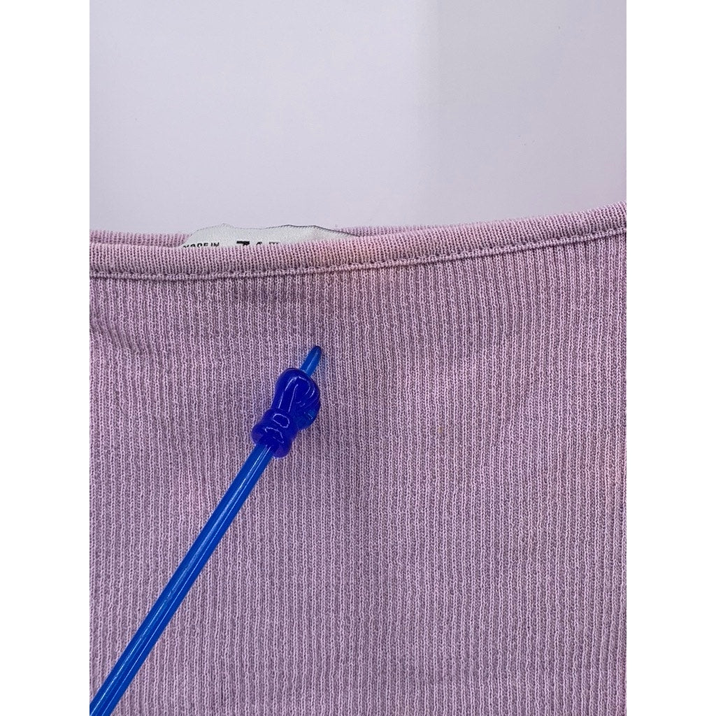 ZARA KNIT Women's Lilac Ribbed Crop Top SZ S