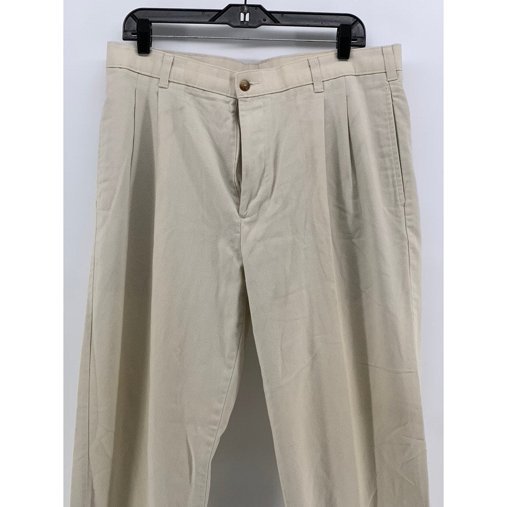 UNBRANDED Men's Tan Solid Cotton-Blend Straight-Leg Pants SZ 36X32