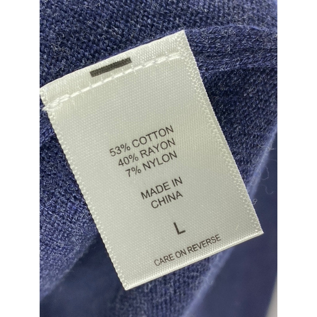 NEW YORK & COMPANY Women's Dark Blue V-Neck Button-Up Long Sleeve Cardigan SZ L