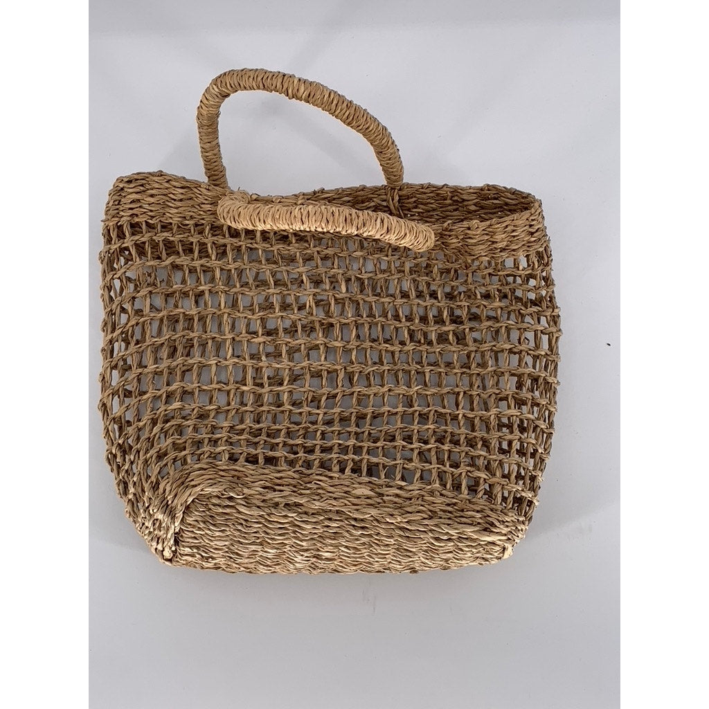 UNBRANDED Women's Tan Straw Woven Open Tote SZ OS