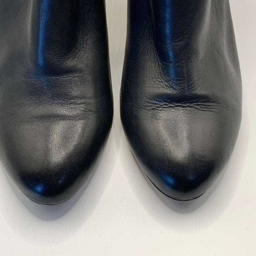 VINCE CAMUTO Women's Black Leather Velino Almond-Toe Side-Zipper Booties SZ 8.5