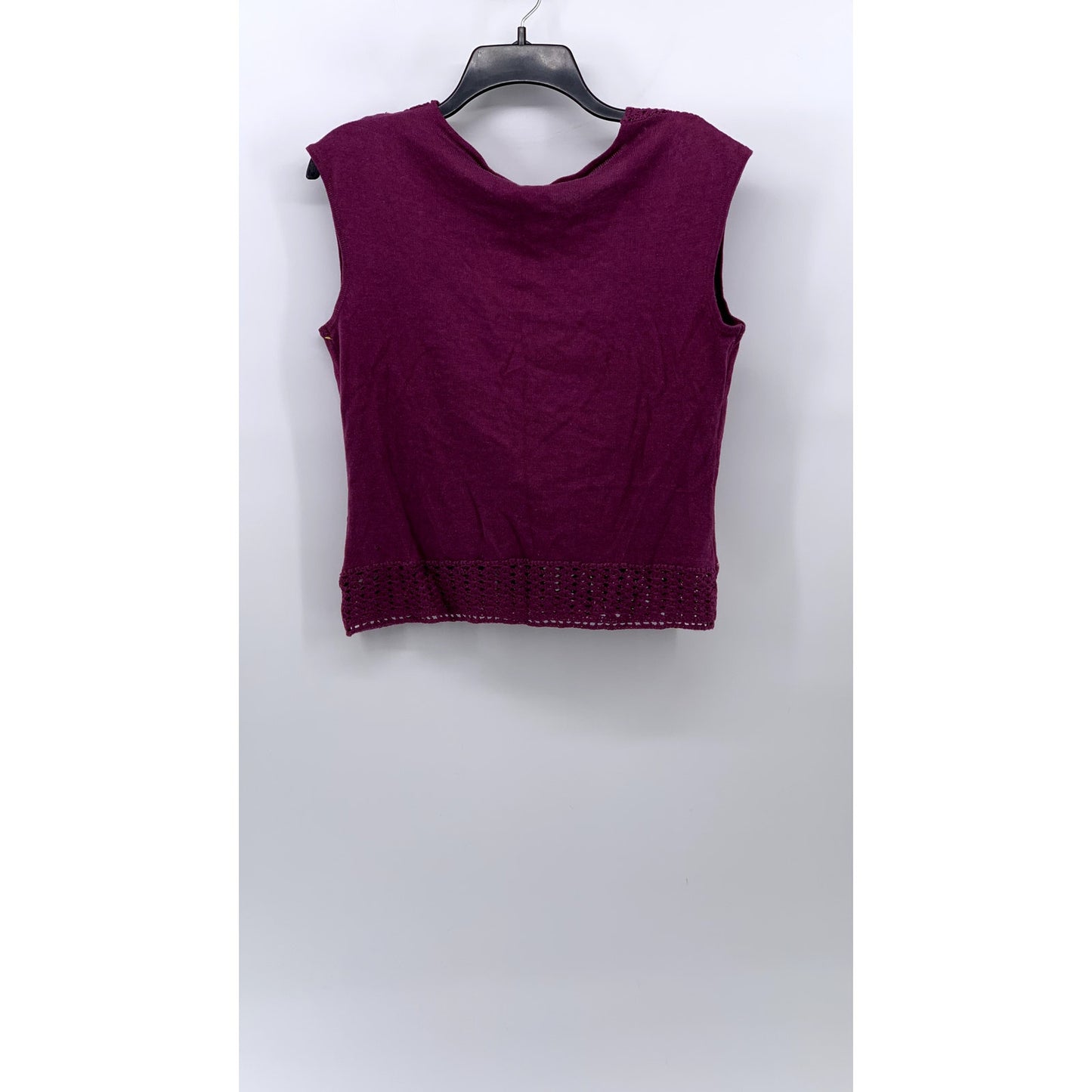 BANDOLINO Women's Maroon Eyelet Surplice Sleeveless Faux-Wrap Top SZ S