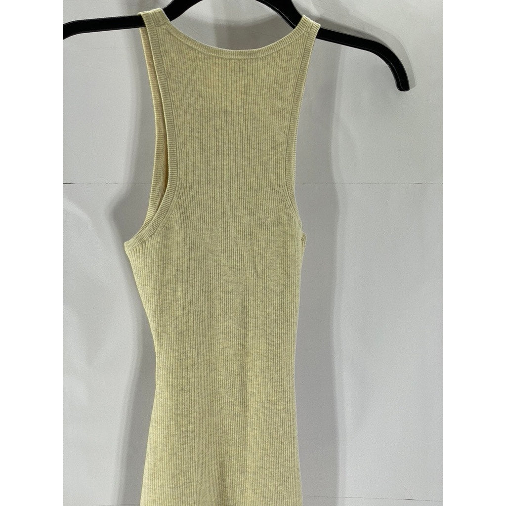 WILFRED FREE Women's Beige Cut-Out Crewneck Rib Knit Mini Tank Dress SZ XS