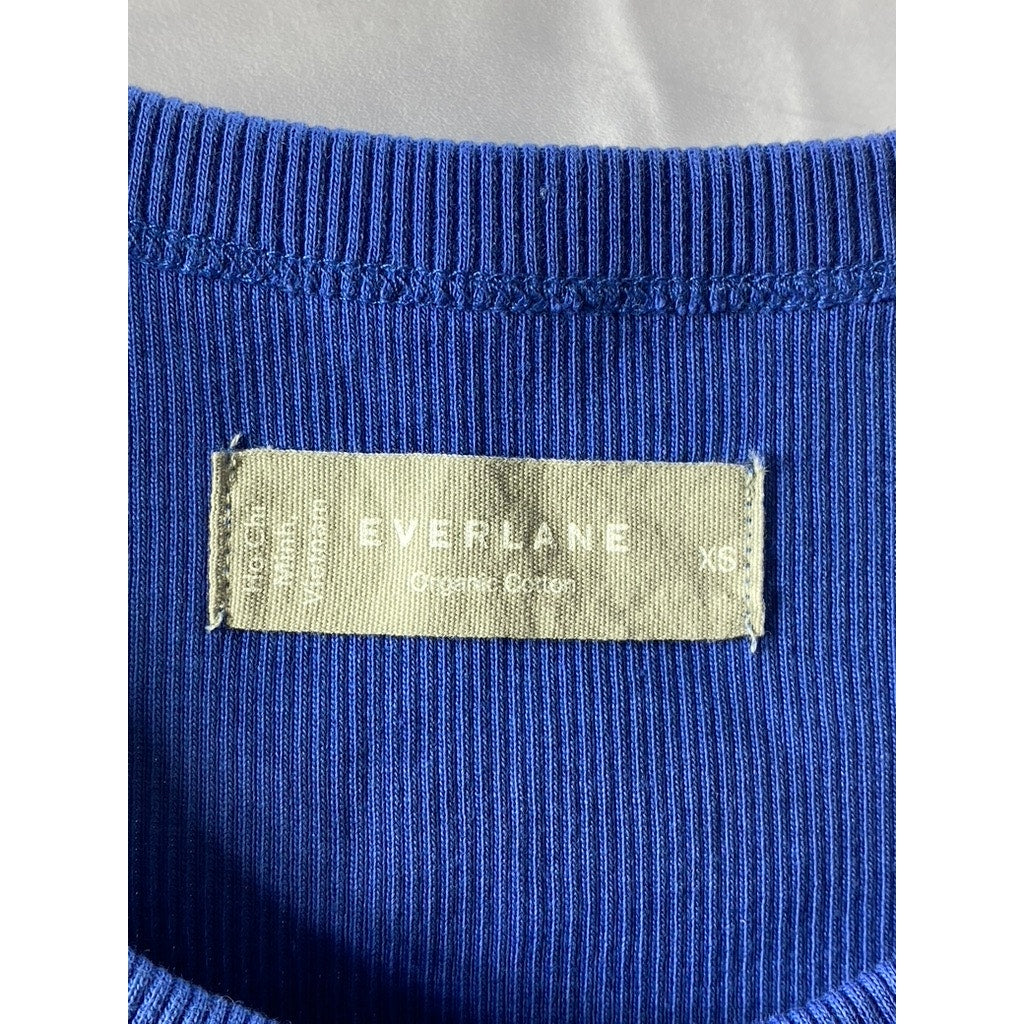 EVERLANE Women's Dark Blue Crewneck Ribbed Cutout Tank Top SZ XS