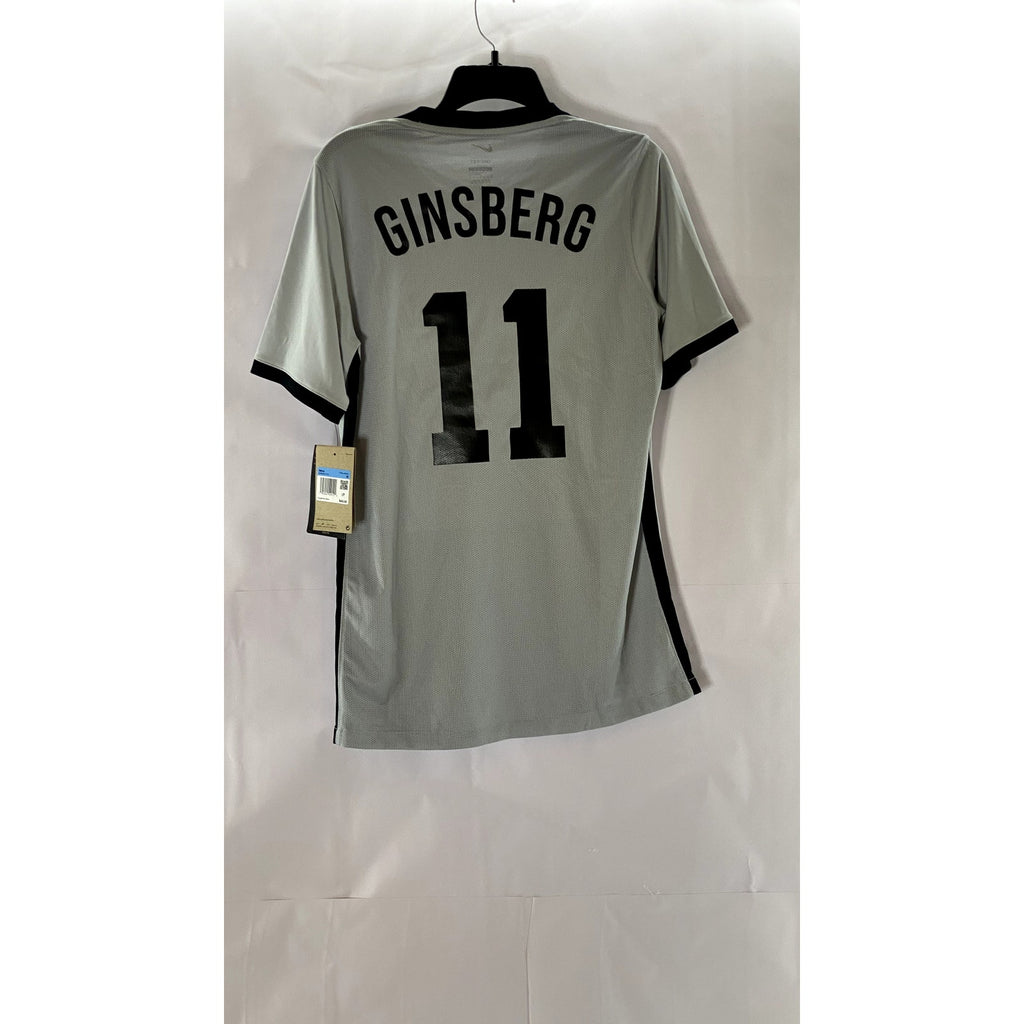 NIKE Men's Grey/Black Dri-Fit Slim-Fit Ginsberg Performance Soccer Jersey SZ S