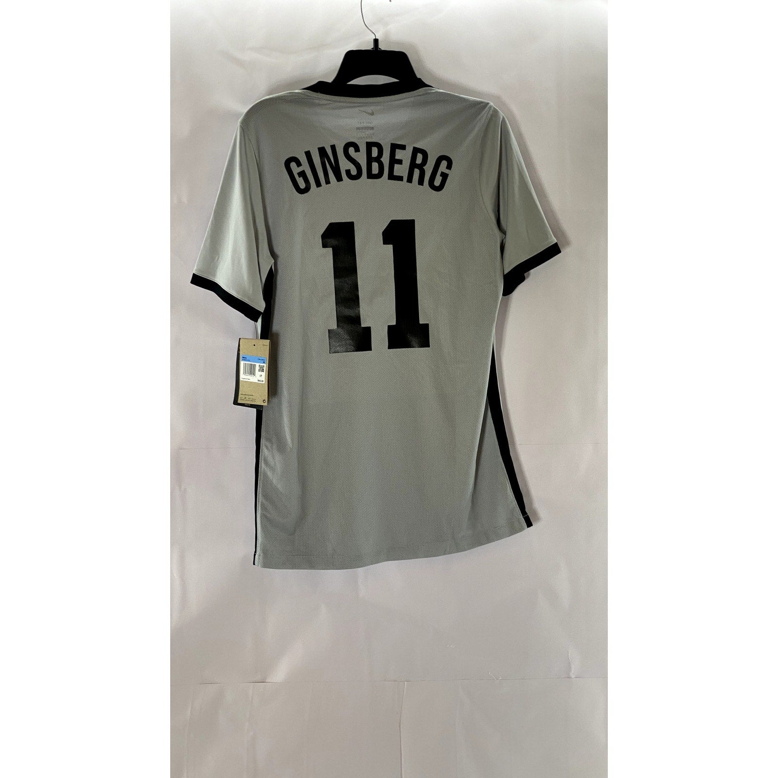 NIKE Men's Grey/Black Dri-Fit Slim-Fit Ginsberg Performance Soccer Jersey SZ S