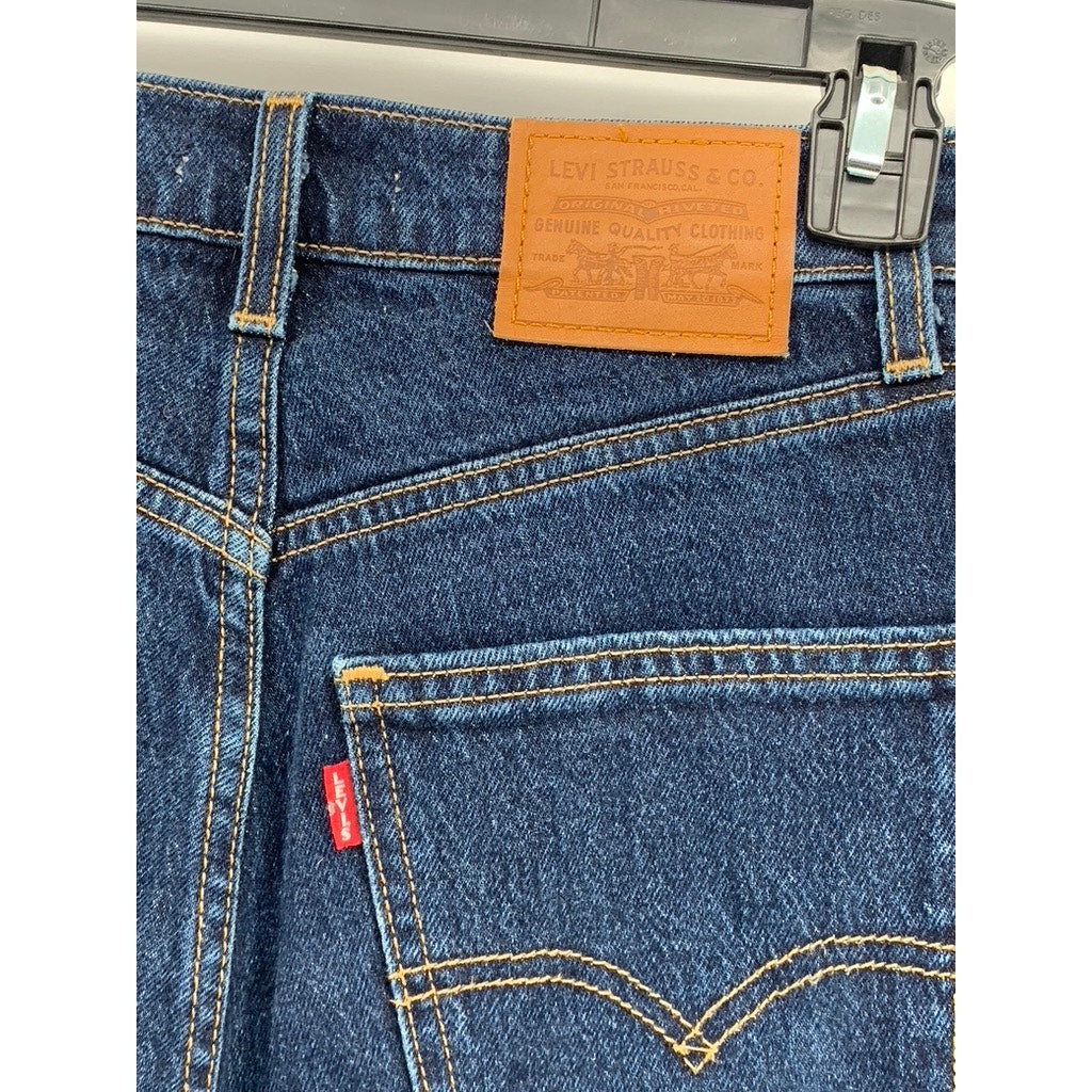 LEVI'S PREMIUM Women's Dark Blue Denim 70's High-Rise Slim Straight Jeans SZ 24