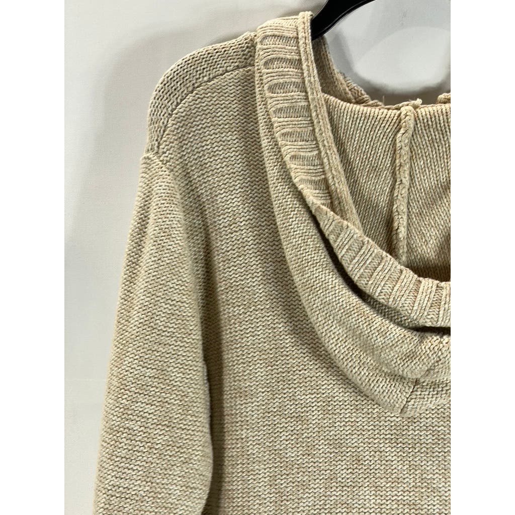 GUIDE SERIES Women's Beige Button Down Ribbed Hooded Sweater SZ 1X