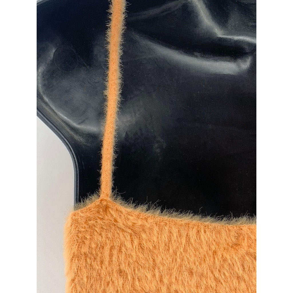 FOR LOVE & LEMONS Women's Peach Fuzzy Scoop-Neck Spaghetti Strap Crop Top SZ S