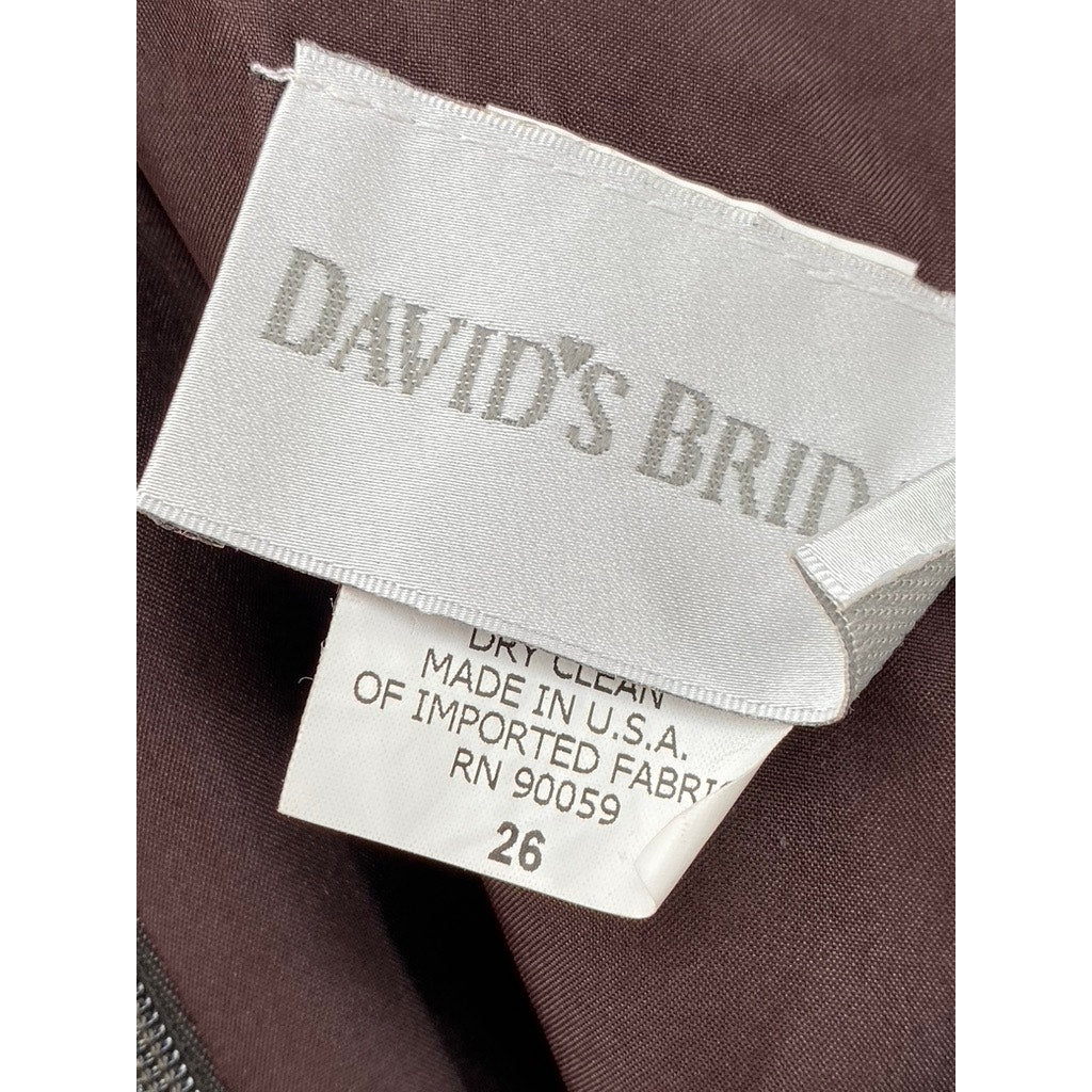 DAVID'S BRIDAL Women's Brown Strapless 2pc Gown SZ 26