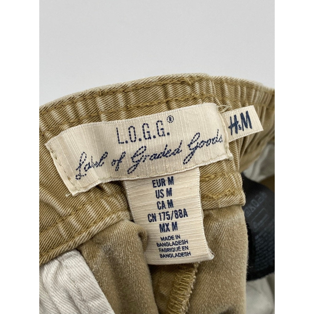 H&M L.O.G.G. Men's Tan Denim Slim-Fit Stretch Drawstring Jogger Pants SZ M