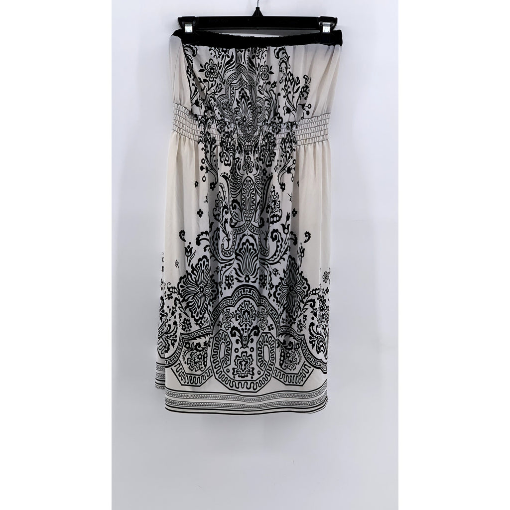 WET SEAL Women's Black-White Y2K Printed Strapless Dress SZ XS