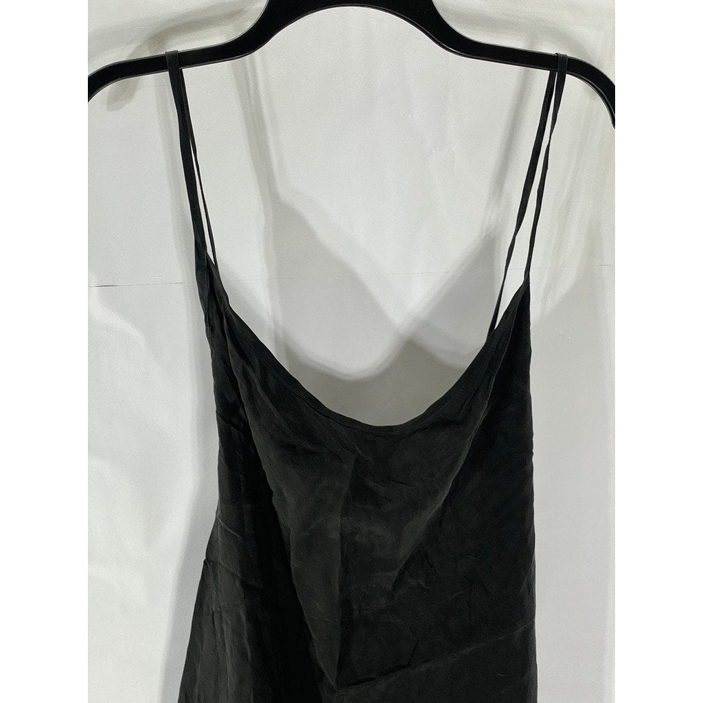 UNBRANDED Women’s Black Cowl-Neck Adjustable Straps Open-Back Mini Dress SZ M