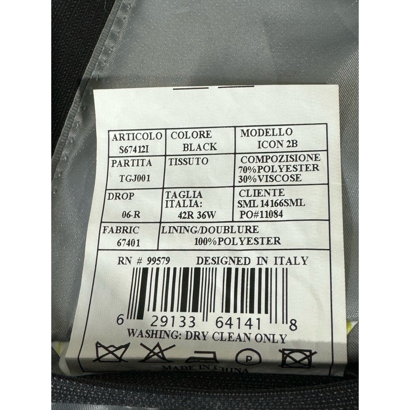 CARAVELLI Men's Black Extra Slim Single Breast Two-Button Blazer SZ 42