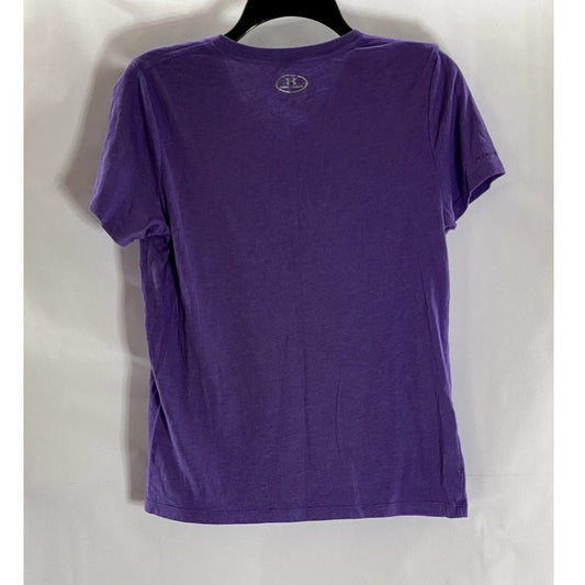 UNDER ARMOUR Women's Purple/Pink Loose HeatGear V-Neck Short Sleeve Top SZ M
