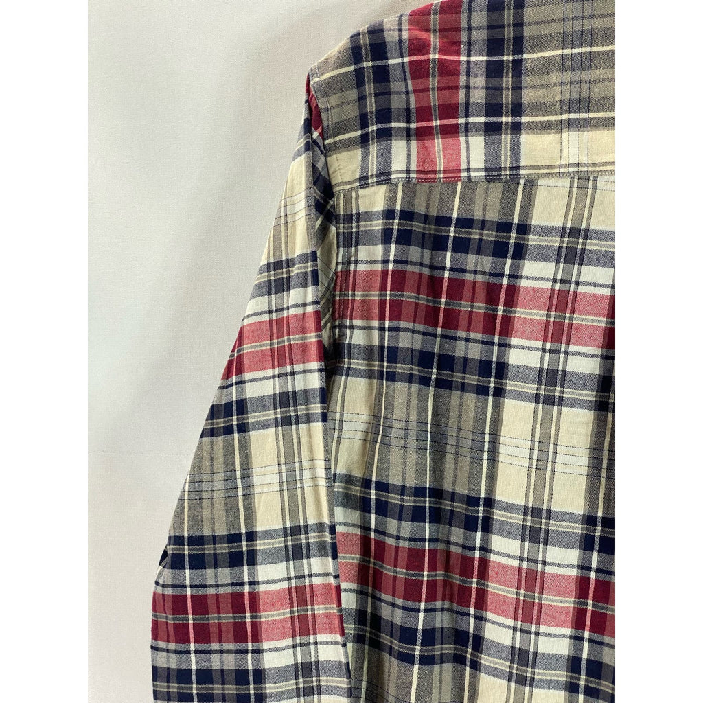 TOPMAN Men's Multicolor Plaid Button-Up Regular-Fit Long Sleeve Shirt SZ S