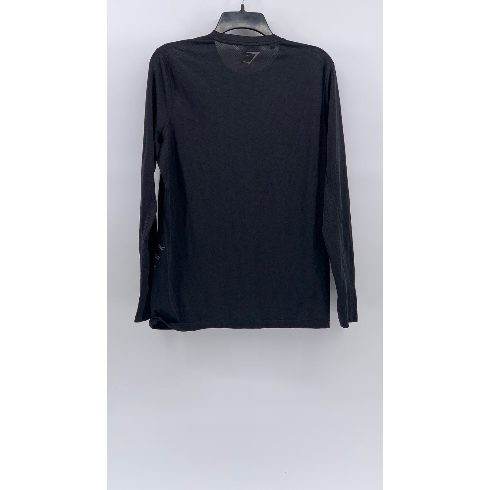 GYMSHARK Men's Black Crewneck Slim-Fit Long Sleeve Sport Logo T-Shirt SZ S