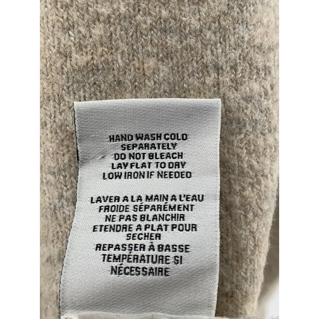 OAT NEW YORK Women's Beige V-Neck Button-Down Long Sleeve Sweater SZ L