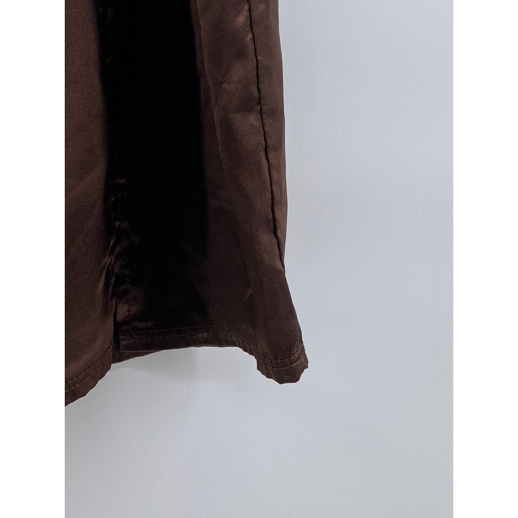 WINDSOR Women's Dark Brown Satin A-Line Side-Slit Mini Skirt SZ S