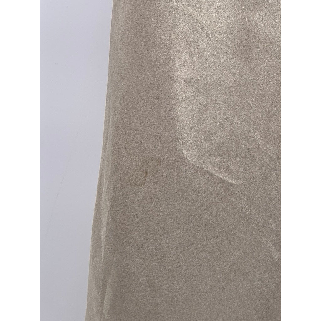 NATURAL BEAUTY BASIC Women’s Beige Shiny Lightweight A-Line Midi Skirt SZ XS