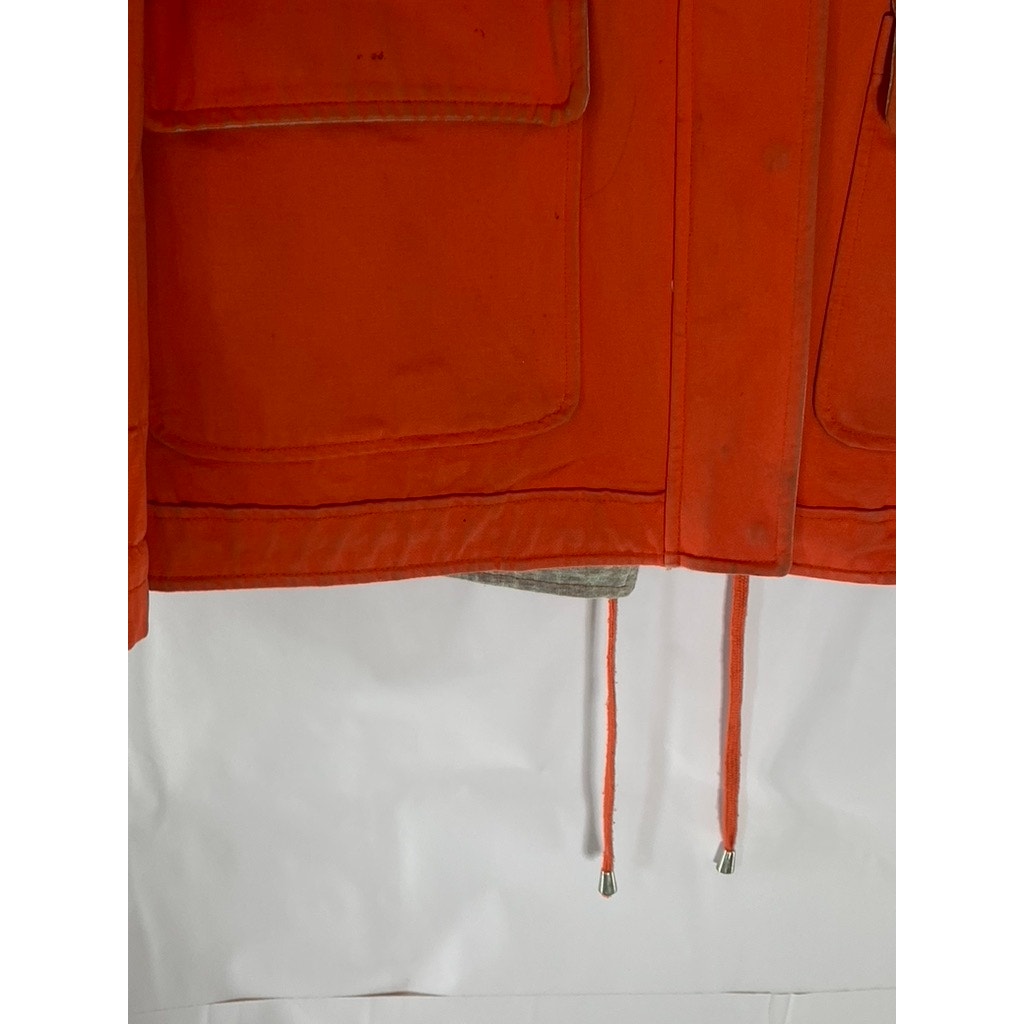 TOPSHOP Women's Orange Snap-Button Full-Zip Drawstring Hem Jacket SZ 2