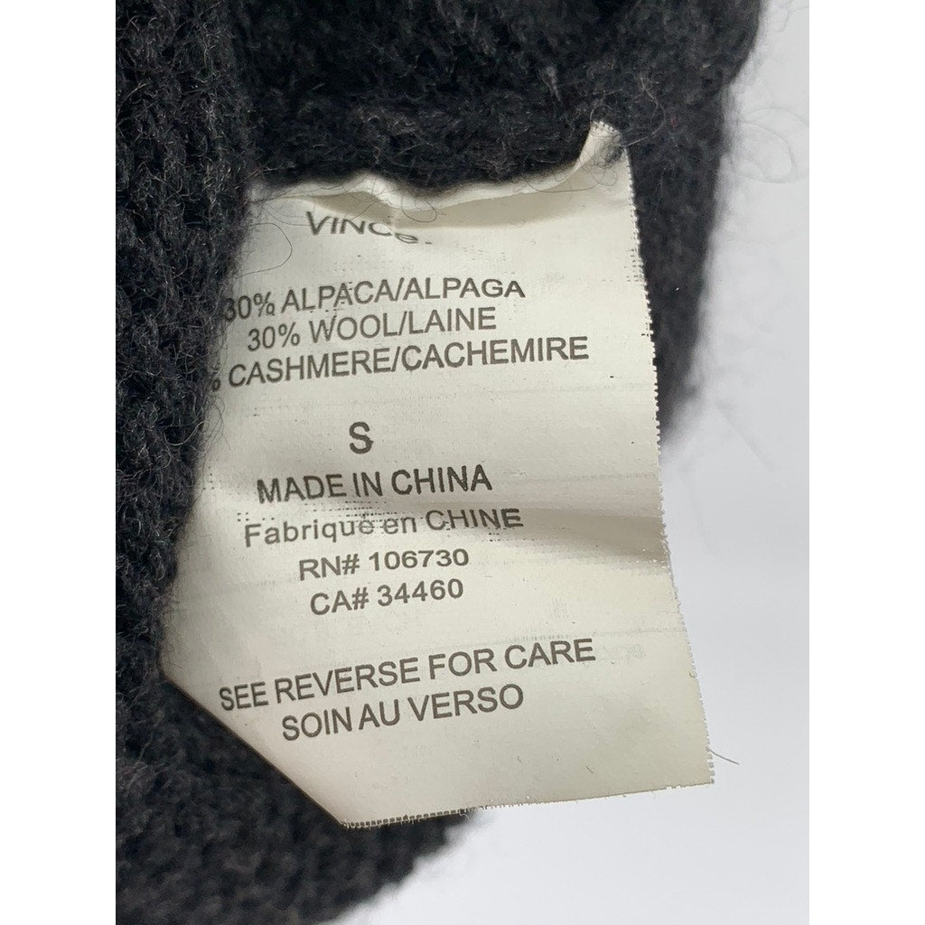 VINCE Women's Charcoal Alpaca-Wool-Cashmere Fold-Over Wrap Sweater Dress SZ S