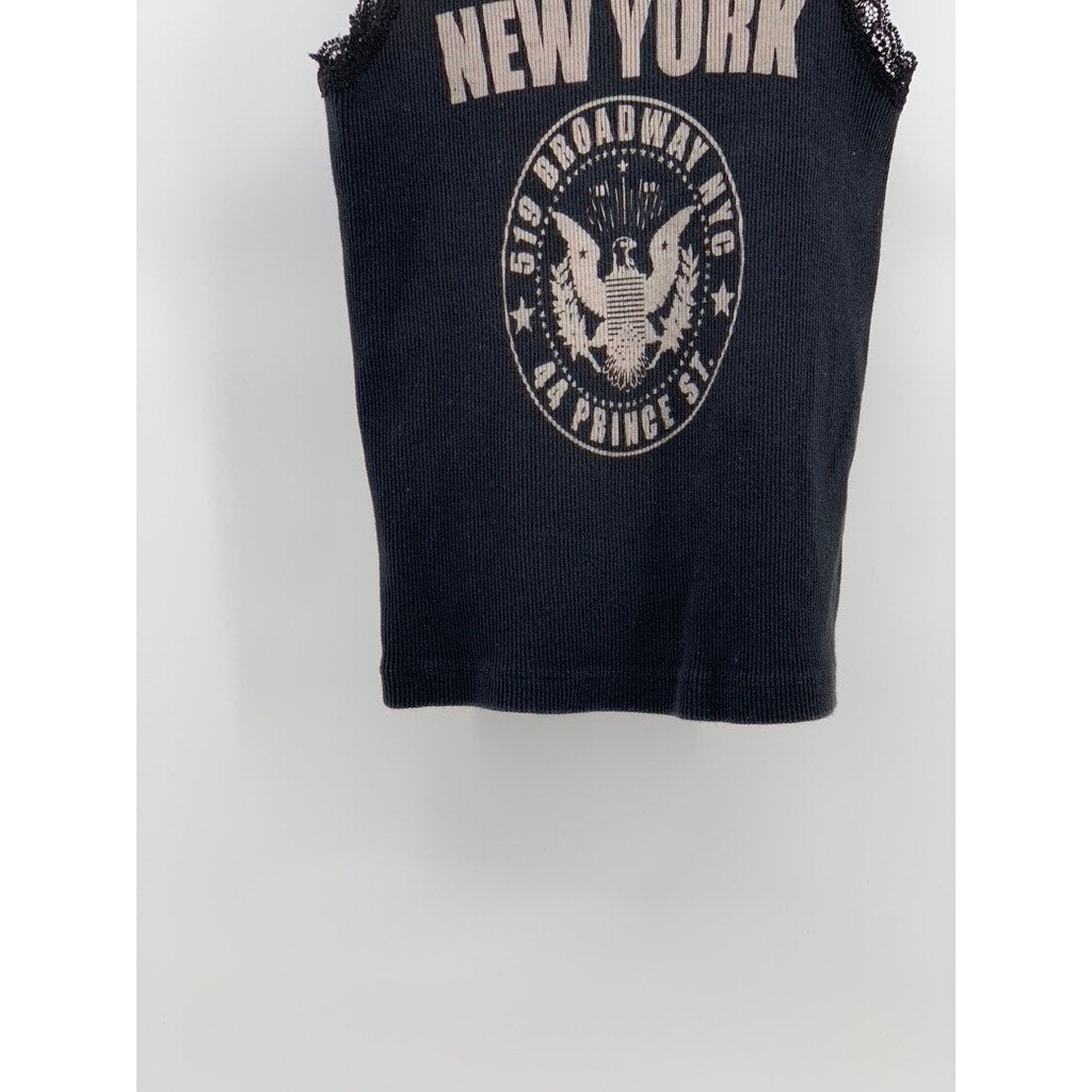 JOHN GALT Women’s Black New York Lace-Trim Casual Sleeveless Tank Top SZ OS
