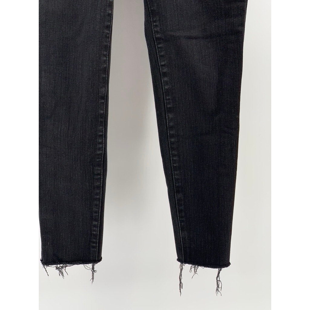 ALLSAINTS Women's Black Bistretch Frayed Grace Skinny Ankle Jeans SZ 27