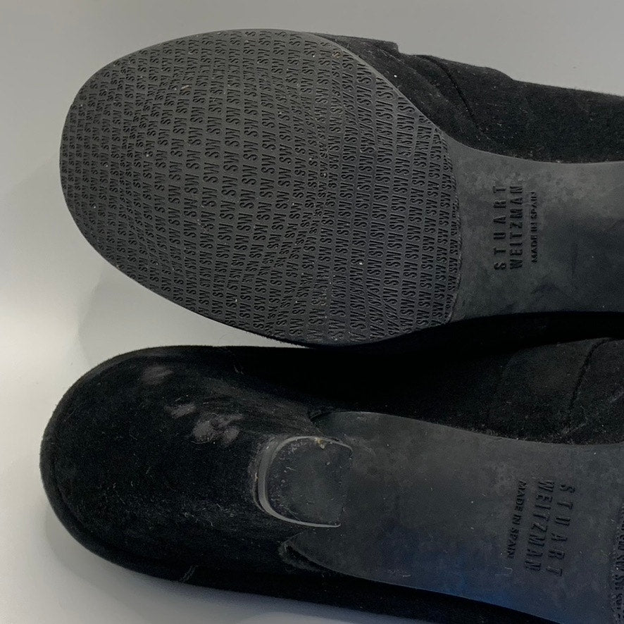 STUART WEITZMAN Women's Black Suede Criss-Cross Round-Toe Pumps SZ 6.5