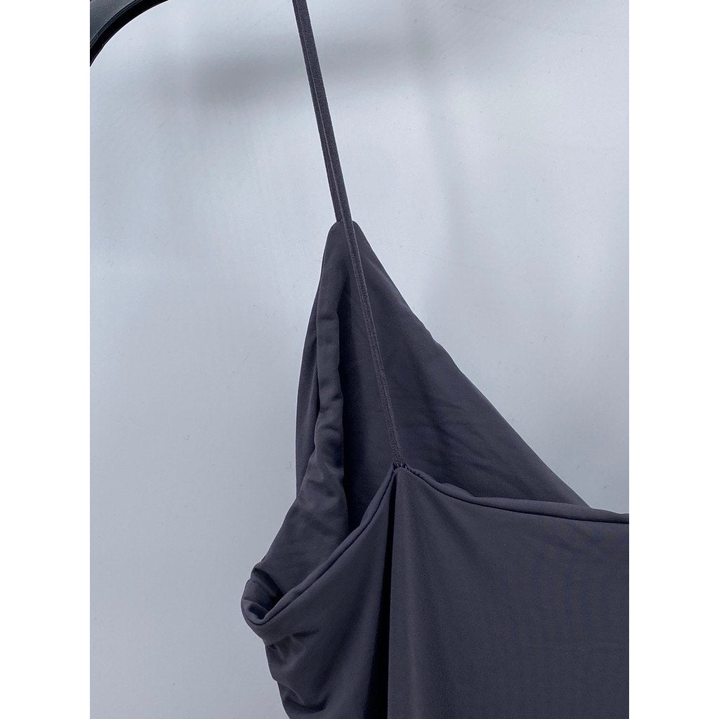 SHEIN Women's Dark Gray V-neck Spaghetti Strap Maxi Dress SZ 2