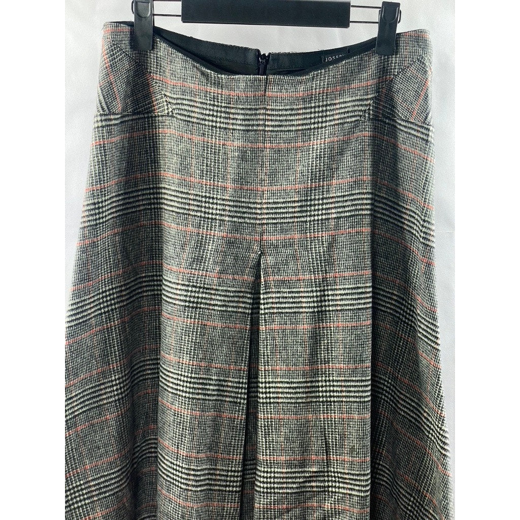 JOSEPH Women's Black-Red Plaid Virgin-Wool Blend Knee Length Skirt SZ 38(US6)
